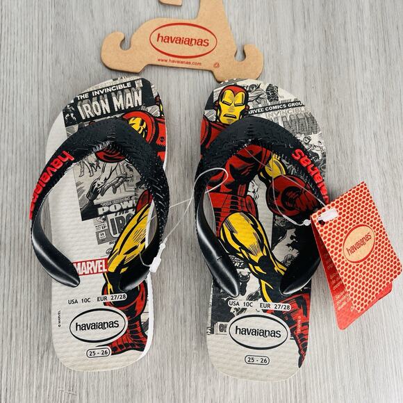 Iron Man - Havaianas & Marvel Comics Size 10 FlipFlops Sandals NWT - Picture 2 of 10